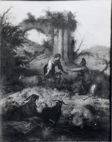 Anonimo — Mancadan Jacobus Sibrandi - sec. XVII - Paesaggio con pastori — insieme